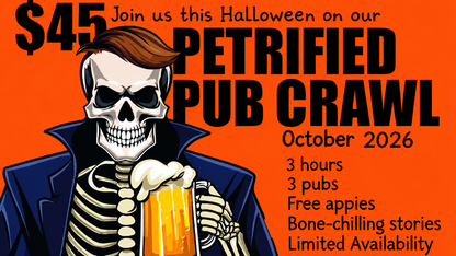 Cover flyer picture and text for Petrified Pub Crawl